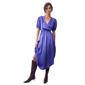 Anthropologie Violet Wrap Midi Dress with Waist Tie